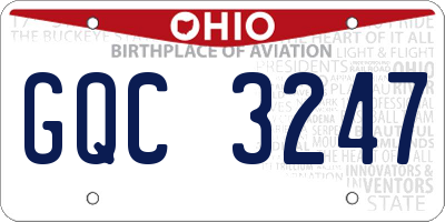 OH license plate GQC3247
