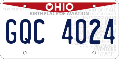 OH license plate GQC4024