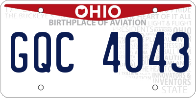 OH license plate GQC4043
