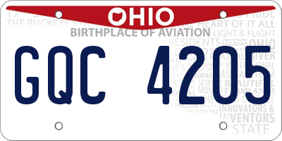 OH license plate GQC4205