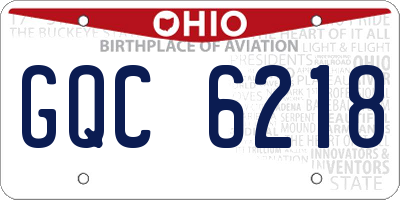 OH license plate GQC6218