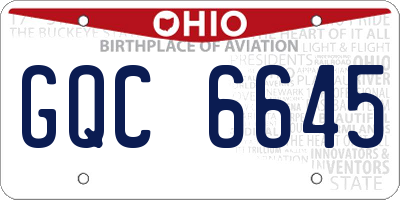 OH license plate GQC6645