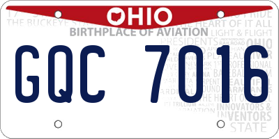 OH license plate GQC7016