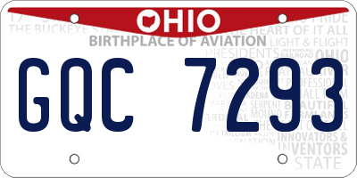 OH license plate GQC7293