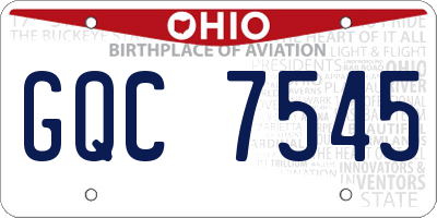OH license plate GQC7545