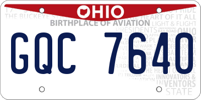 OH license plate GQC7640