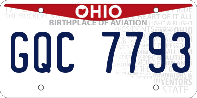 OH license plate GQC7793