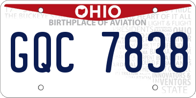 OH license plate GQC7838