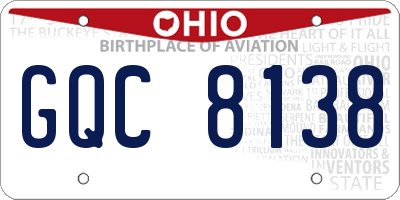 OH license plate GQC8138