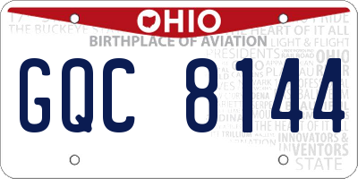 OH license plate GQC8144