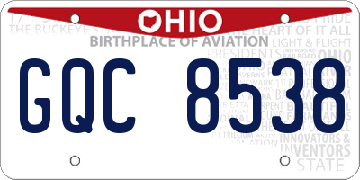 OH license plate GQC8538