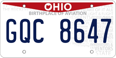 OH license plate GQC8647