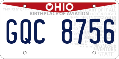 OH license plate GQC8756