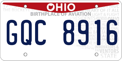 OH license plate GQC8916