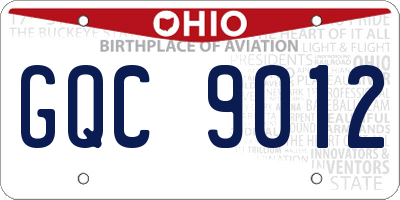 OH license plate GQC9012