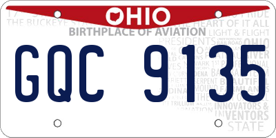 OH license plate GQC9135