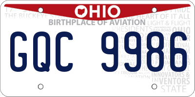 OH license plate GQC9986