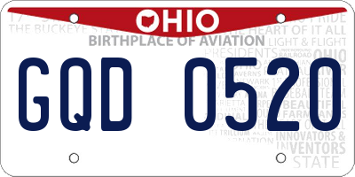 OH license plate GQD0520