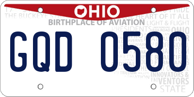 OH license plate GQD0580