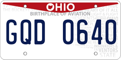 OH license plate GQD0640