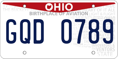 OH license plate GQD0789
