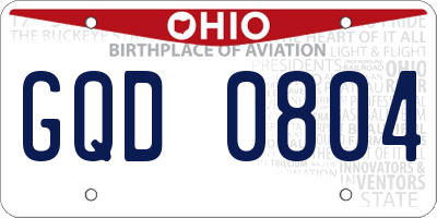 OH license plate GQD0804