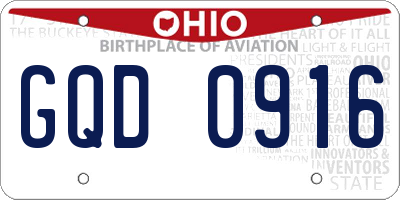 OH license plate GQD0916
