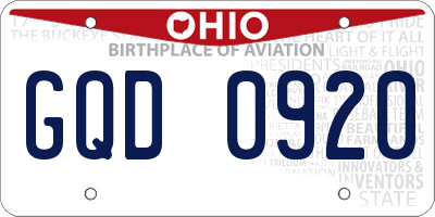 OH license plate GQD0920