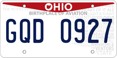 OH license plate GQD0927