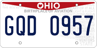 OH license plate GQD0957