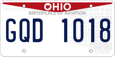 OH license plate GQD1018