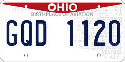 OH license plate GQD1120