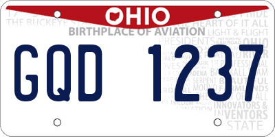 OH license plate GQD1237