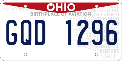 OH license plate GQD1296