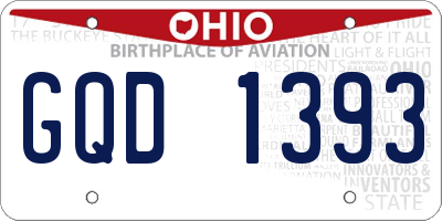 OH license plate GQD1393