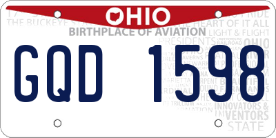 OH license plate GQD1598