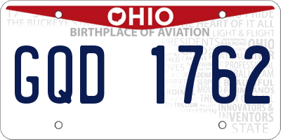 OH license plate GQD1762