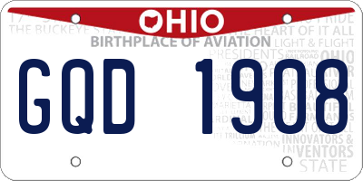 OH license plate GQD1908