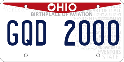 OH license plate GQD2000