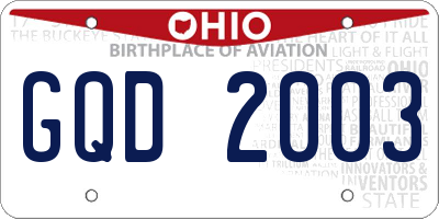OH license plate GQD2003