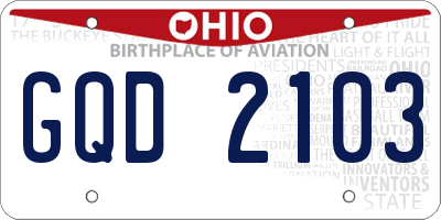 OH license plate GQD2103