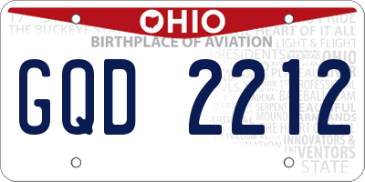 OH license plate GQD2212