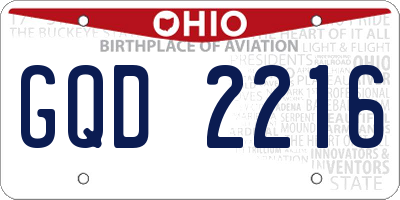 OH license plate GQD2216