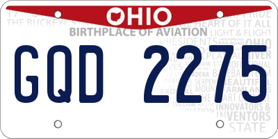 OH license plate GQD2275