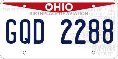 OH license plate GQD2288