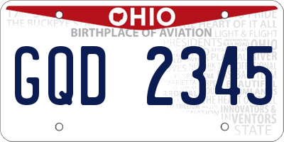 OH license plate GQD2345