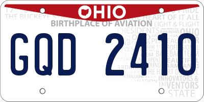 OH license plate GQD2410