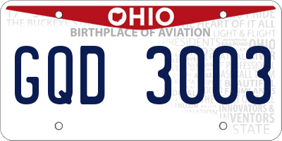 OH license plate GQD3003