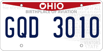 OH license plate GQD3010