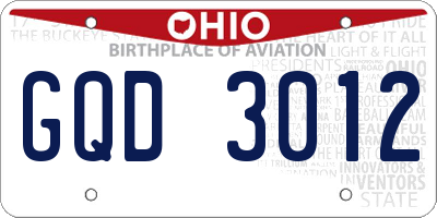 OH license plate GQD3012